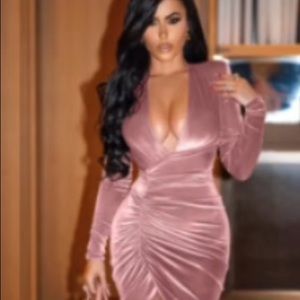 Velvet rouched dress NWT